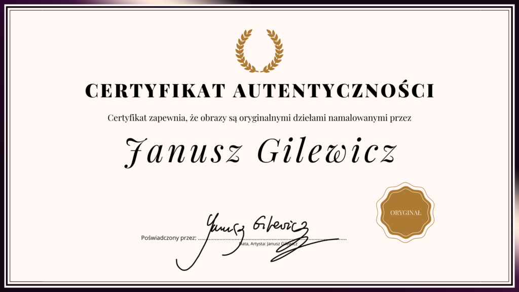 Certyfikat autentyczności - Janusz Giewicz